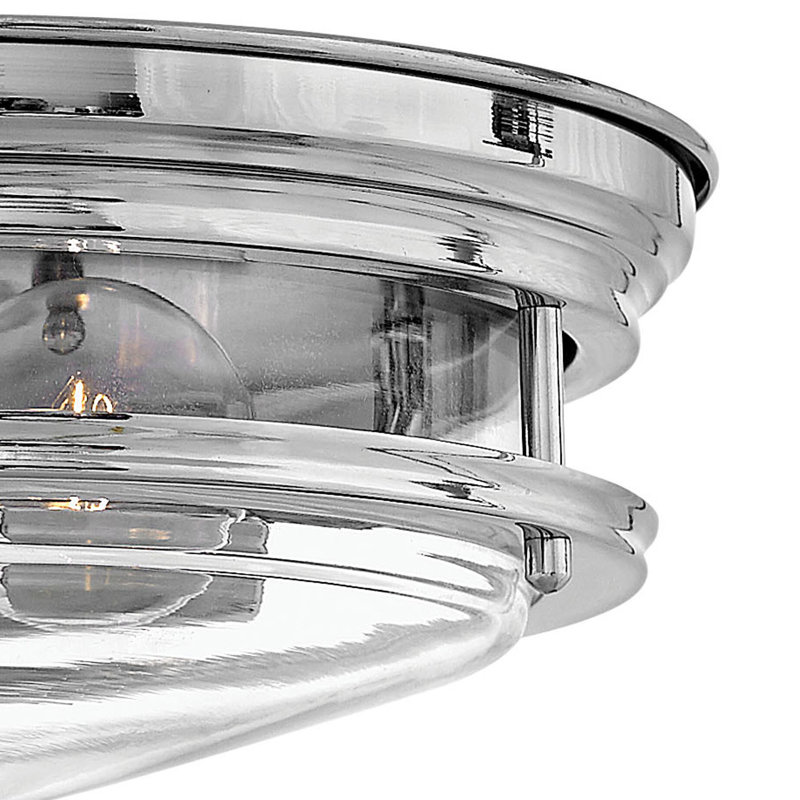 Hadley Two-Light Flush Mount Ceiling Light, Chrome, Incandescent, Clear