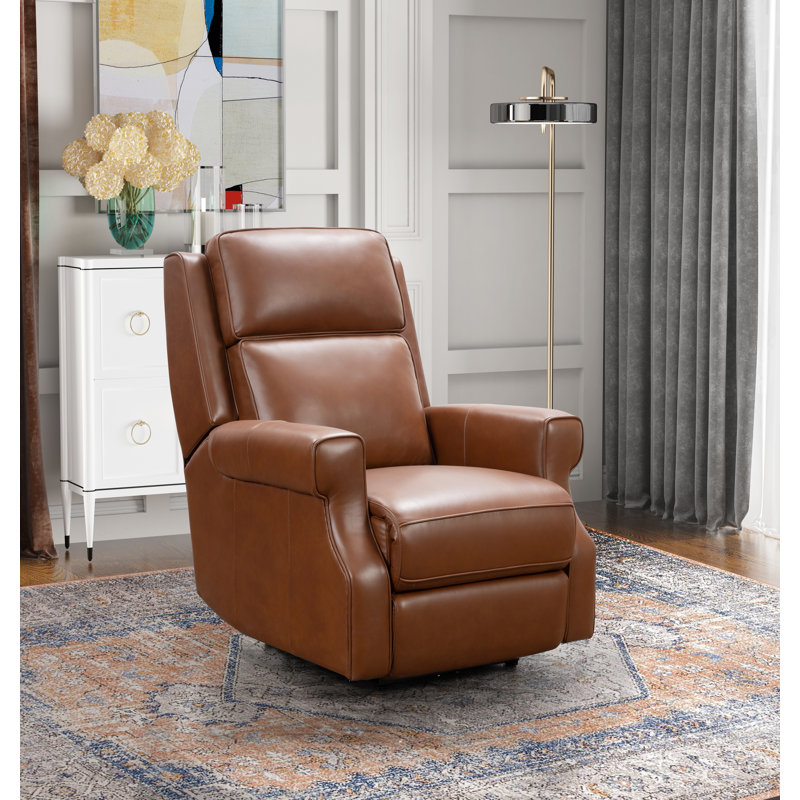 Zigmont Power Recliner, Brown Genuine Leather