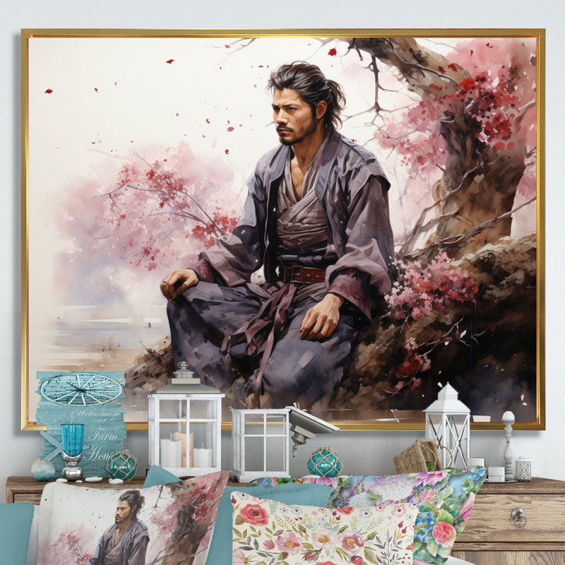 Asian Art Samurais Resolve V, reproduction d'art sur toile, H 12 po x l 20 po x P 1 po, Cadre flottant doré