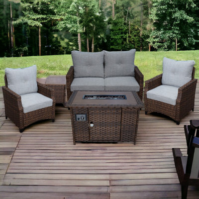 Weinmann Wicker 4 - Person Patio Conversation Set with Cushions