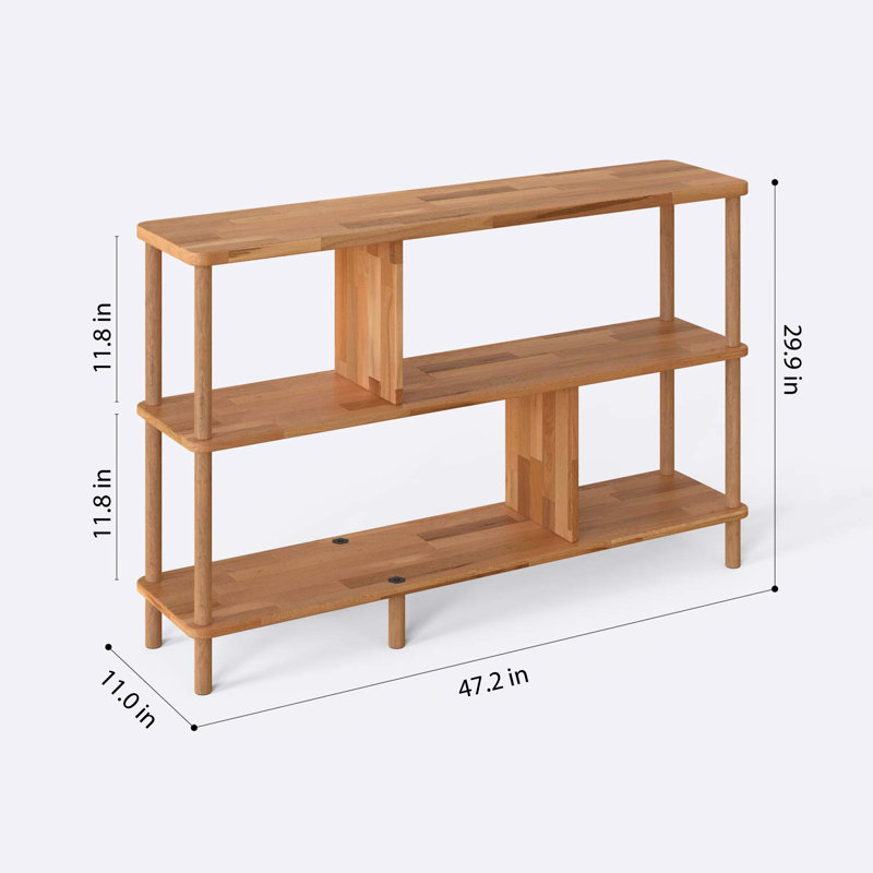 Manhattan Solid Wood Rectangle Short Bookshelf in Solid Beech Wood for Living Room or Office