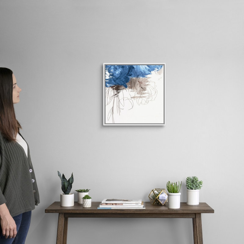 Reproduction d’art sur toile « Crimson Lust III Indigo version » par PI studio, H 18 po x l 18 po x P 1,75 po, Cadre blanc
