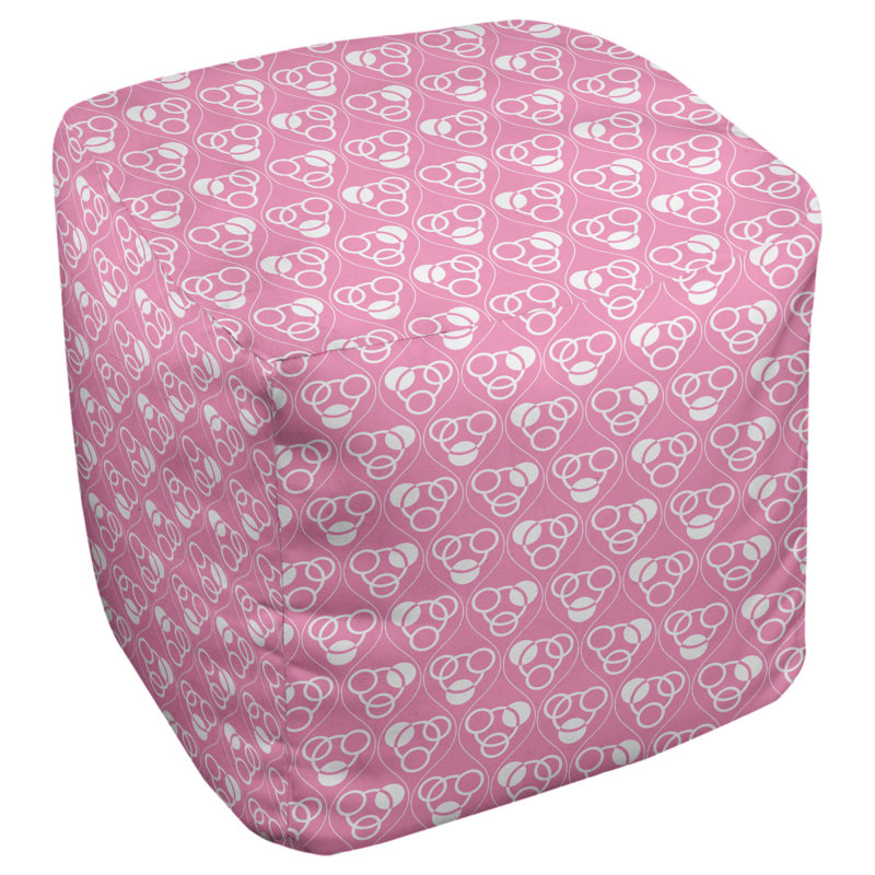 Repose-pieds à cubes classic circle ondulations, Rose / blanc