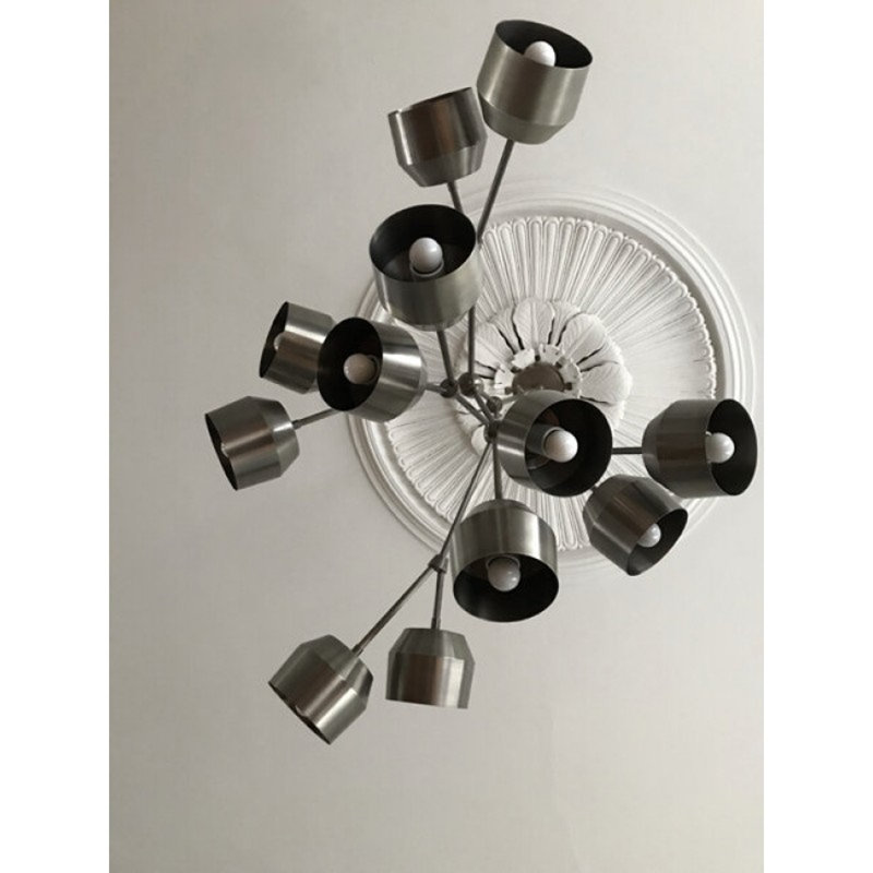 Light Brass Dimmable Forchette Pendant Chandelier, Antique Brass, Matte Gold, 11" Length x 11" Width x 21" Height