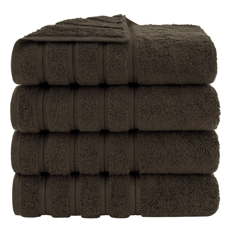 Edison 100% Turkish Cotton Quick-Drying Bath Towels (Set of 4), Chocolate Brown