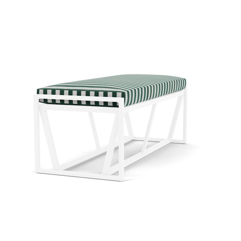 Summit Outdoor Dining Bench, White, Safari White Stripe