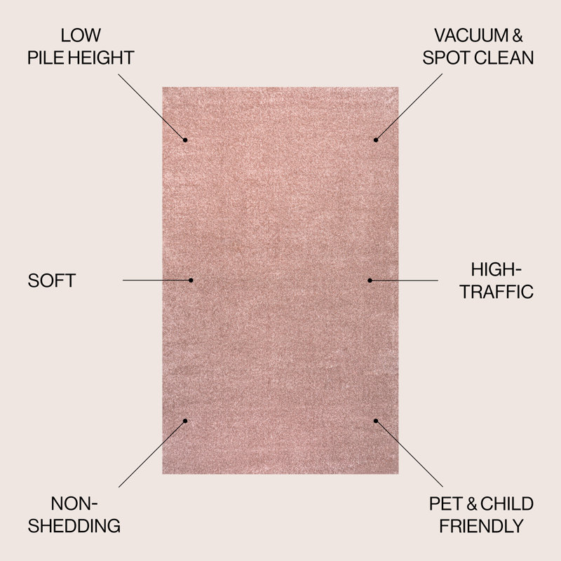 Auldridge Solid Low-Pile Pink Rug, Rectangle 7'9" x 10'