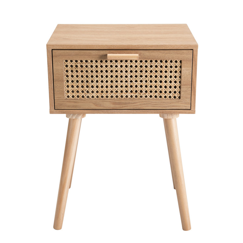 Timothy 40cm W Solid + Manufactured Wood Bedside Table, Oak