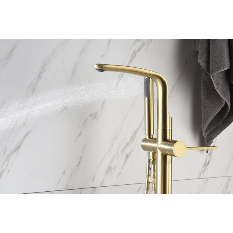 SevenFalls Floor Tub Spout with Diverter, Brushed Gold