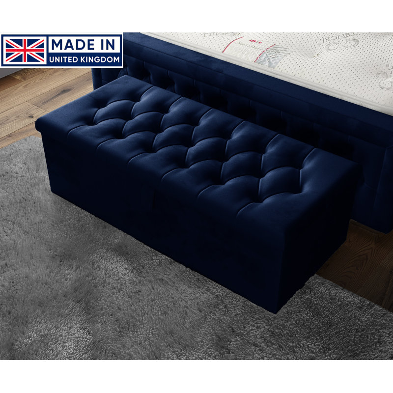 Candace 102cm Wide Tufted Rectangle Storage Ottoman with Hydrolic Arm, Royal Blue