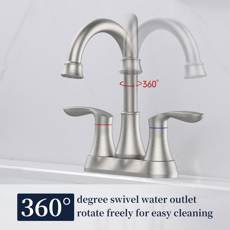 Bathroom faucet with 360 degree turn spout, Brushed Nickel