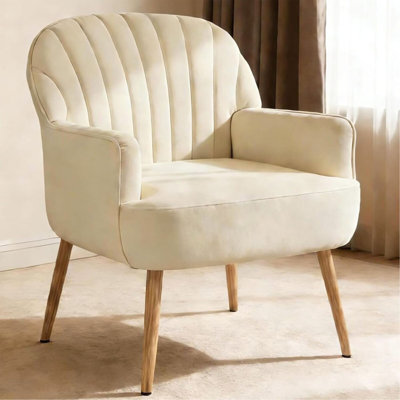 Fauteuil d'appoint en velours, fauteuils de salon rembourrés modernes, fauteuil simple de luxe avec pieds en métal, fauteuils demi-tonneau confortables pour le salon, la salle d'attente, la chambre à coucher, le bureau et le café