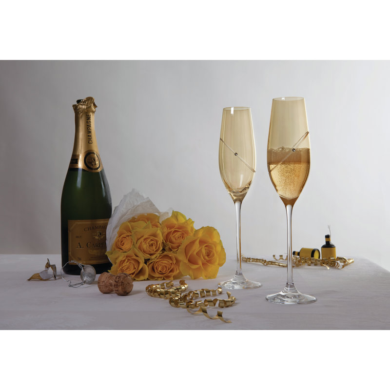 Dartington Crystal Glitz 210ml Crystal Champagne Flute Set, Clear