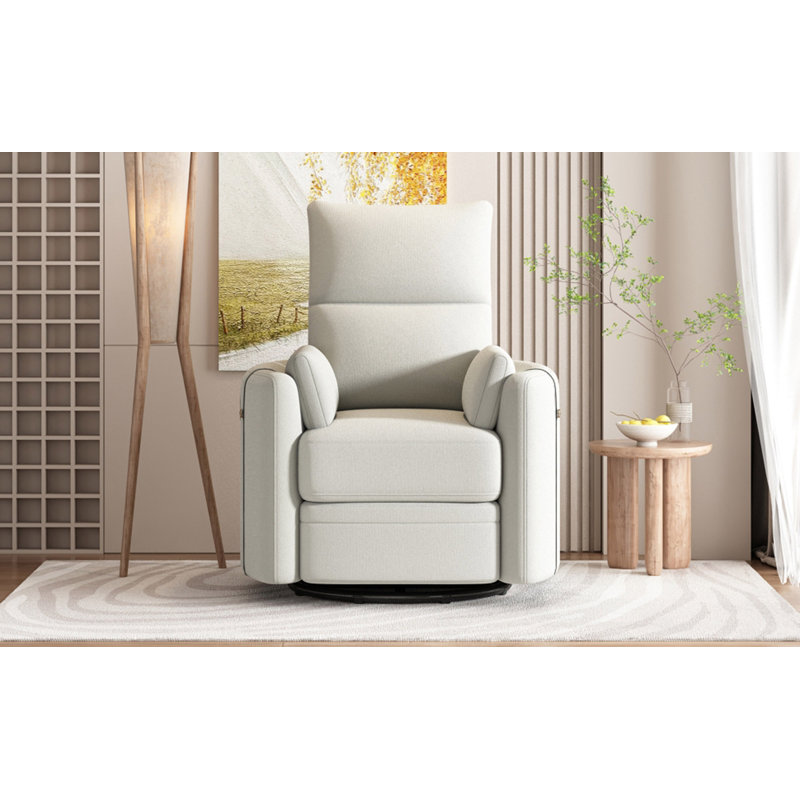 Chaise de chambre de bébé inclinable et pivotante avec deux coussins amovibles pour le salon, Beige