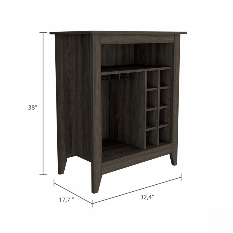 6-Bottle 1-Drawer 1-Shelf Bar Cabinet, Brown