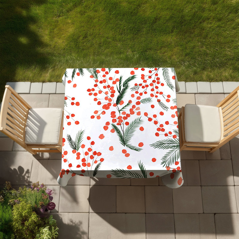 Mistletoe Leaf Tablecloth | White Trees Indoor/Outdoor Decor