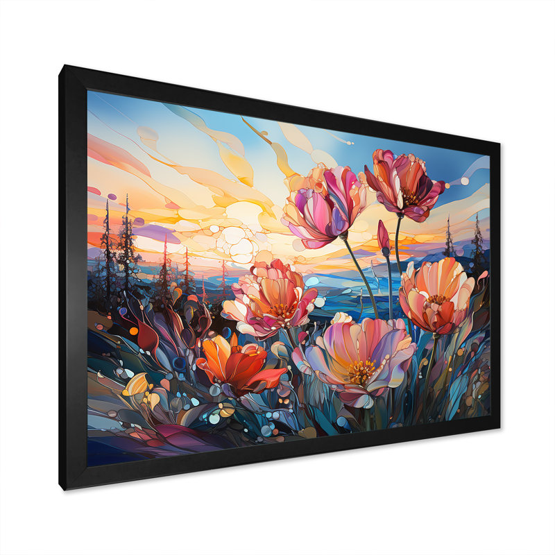 «Glass Tulips», impression sur toile, Cadre simple noir, H 16 po x l 32 po x P 1 po