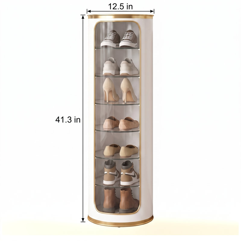 Tour de rangement à chaussures rotative à 7 niveaux et 360°, compacte et peu encombrante, idéale pour les angles d'entrée.
