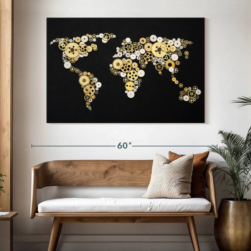 Aliaz Gear World Map, 34" H x 51" W