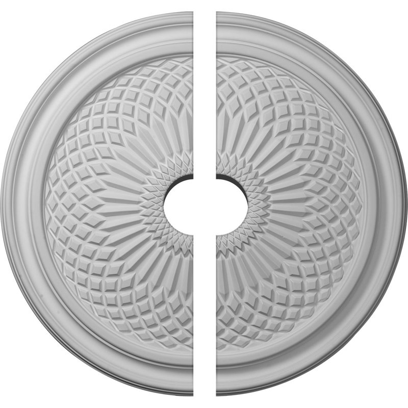 Endurathane Trinity Ceiling Medallion, 22"OD x 3 1/2"ID x 1 3/4"P (Fits Canopies up to 3 1/2"), Two Piece, Factory Primed
