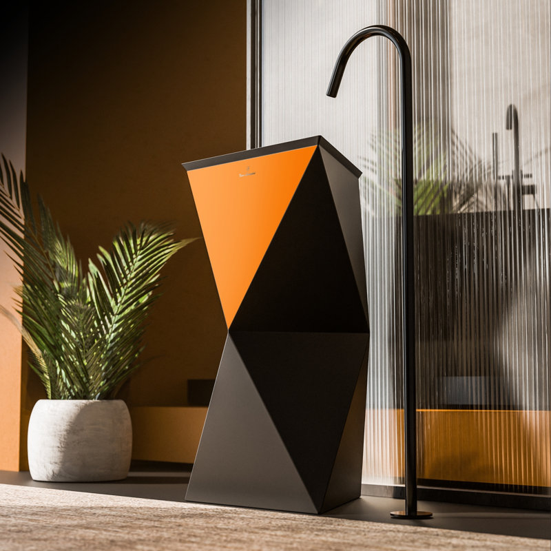 Rayna by Tonino Lamborghini Freestanding Sink, Black Mat / Rosa Sahara