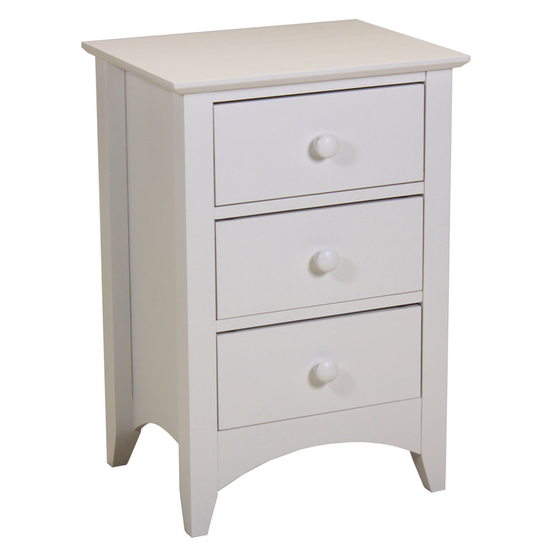Derrickson 47cm W Solid Wood Bedside Table, White