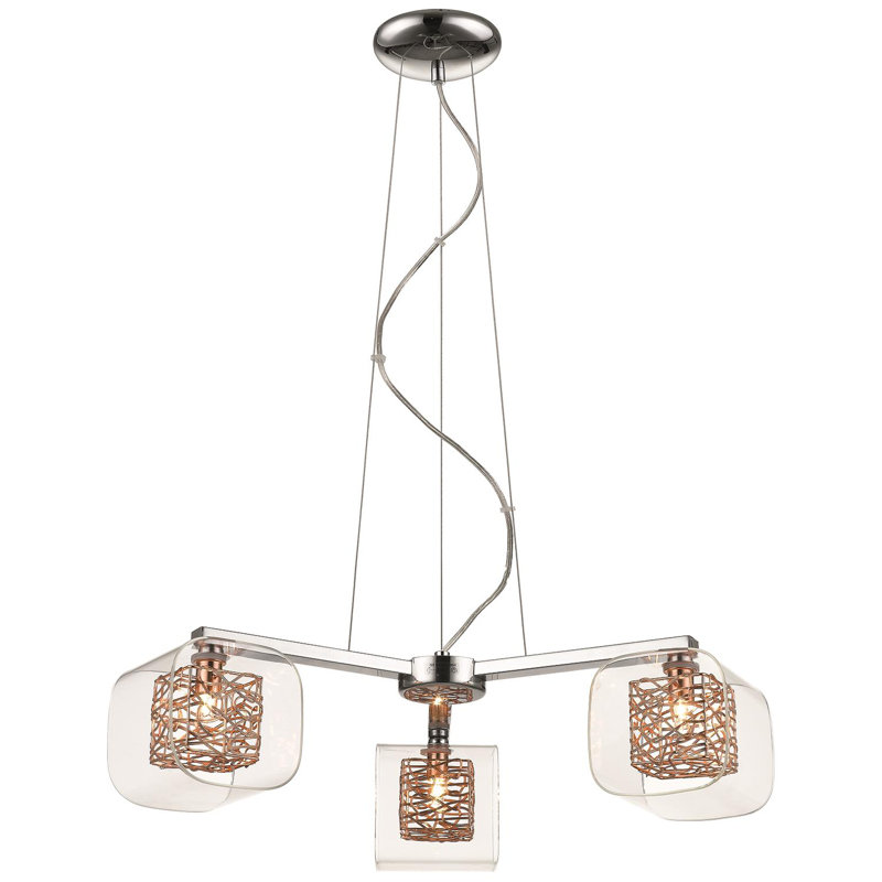 Kidsgrove 3 - Light Chandelier, Copper