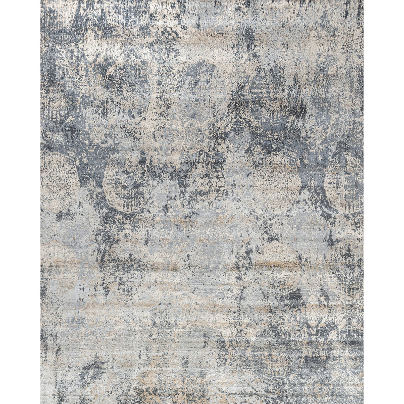 Abstract Area Rug in Beige/Light Gray, Rectangle 10' x 14'
