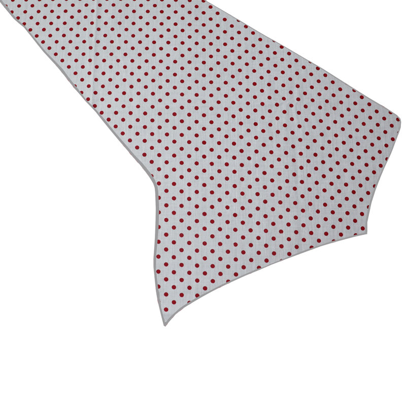 Mini Dots Print Table Runner, White/Red, 24" W x 108" L