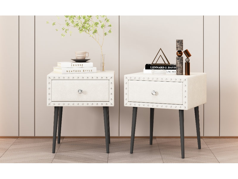 Ensemble de 2 tables de chevet pour table de chevet moderne, Beige