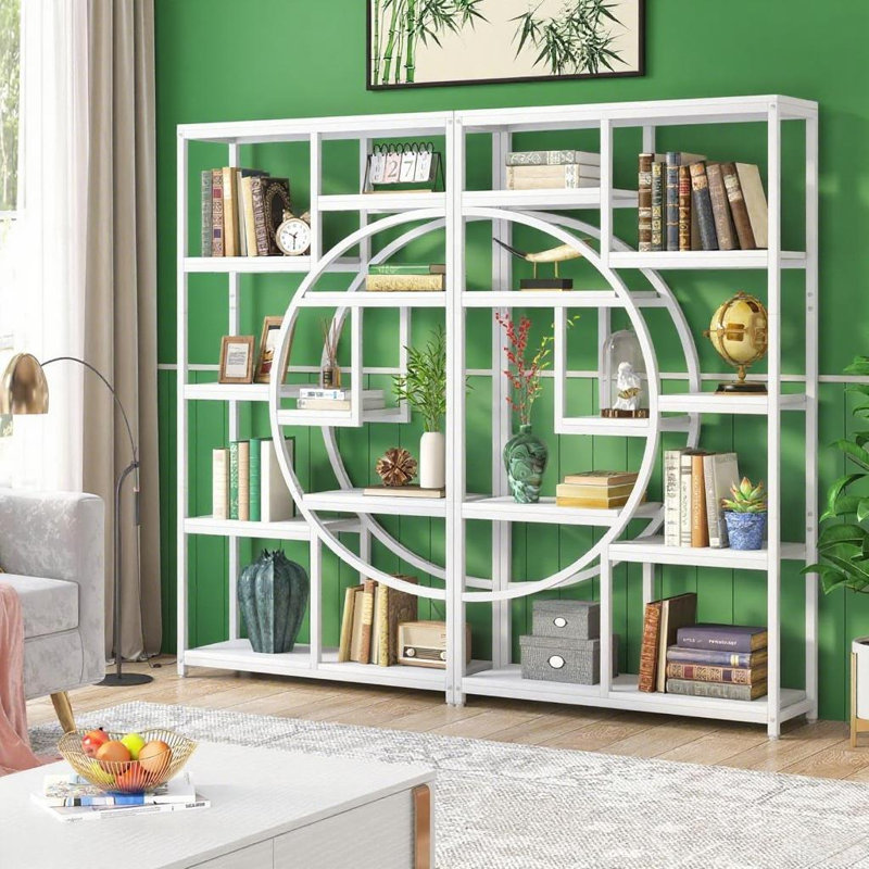 Bibliothèque en métal 1 pièce blanc, 68.89" H x 37.4" W x 11.81" D, White