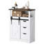 Farmhouse Freestanding Storage Cabinet with Sliding Barn Door and 3 Drawers in White for Bathrooms and Entryways