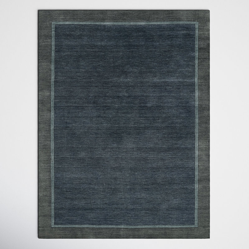 Zaley Handmade Tufted Wool Blue/Gray Area Rug, Rectangle 8' x 10'