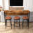 3-Drawer Long Dining Table Set With Power Outlets, Bar Kitchen Table Set With Circular PU Stools, Easy Assemble
