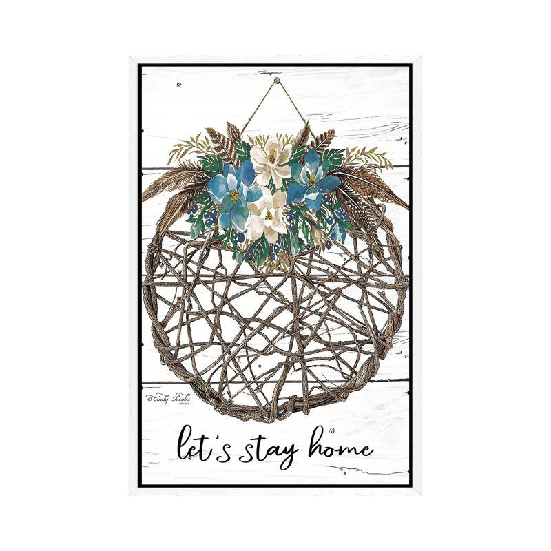 Let's Stay Home 1 Piece Wall Art on Canvas, 101.6cm H x 20.32cm W x 3.81cm D, White Framed Canvas