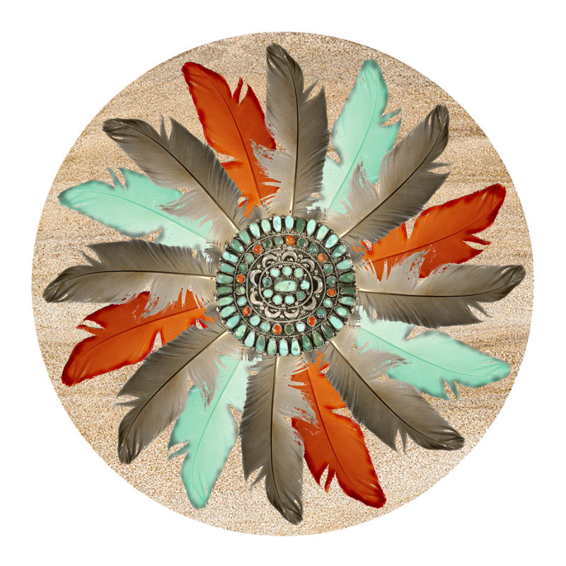 Ensemble de 4 sous-verres en grès naturel Thirstystone Feather Medallion