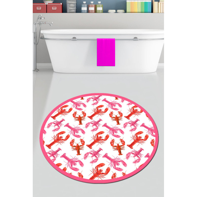 Antibacterial Bathmat, 100% Polyester, 55.1 in Diameter | 10 mm Pile Height, Non-Slip Underside | Machine Washable, 700 g/m² | Ideal for Bathroom Safety & Comfort, Easy to Clean, Elegant Design