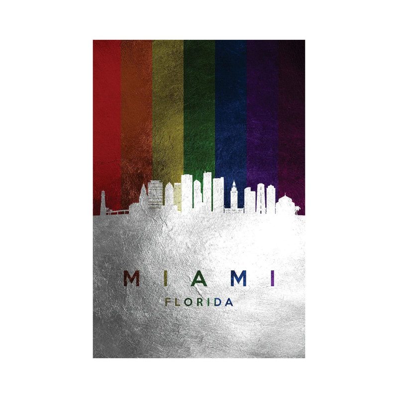 Miami Florida Spectrum Skyline by Adrian Baldovino - Wrapped Canvas Print, 20.32 cm H x 30.48 cm W