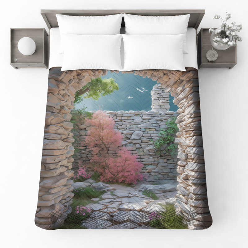 Couvre-lit matelassé Stone Archway Garden toutes tailles, Double