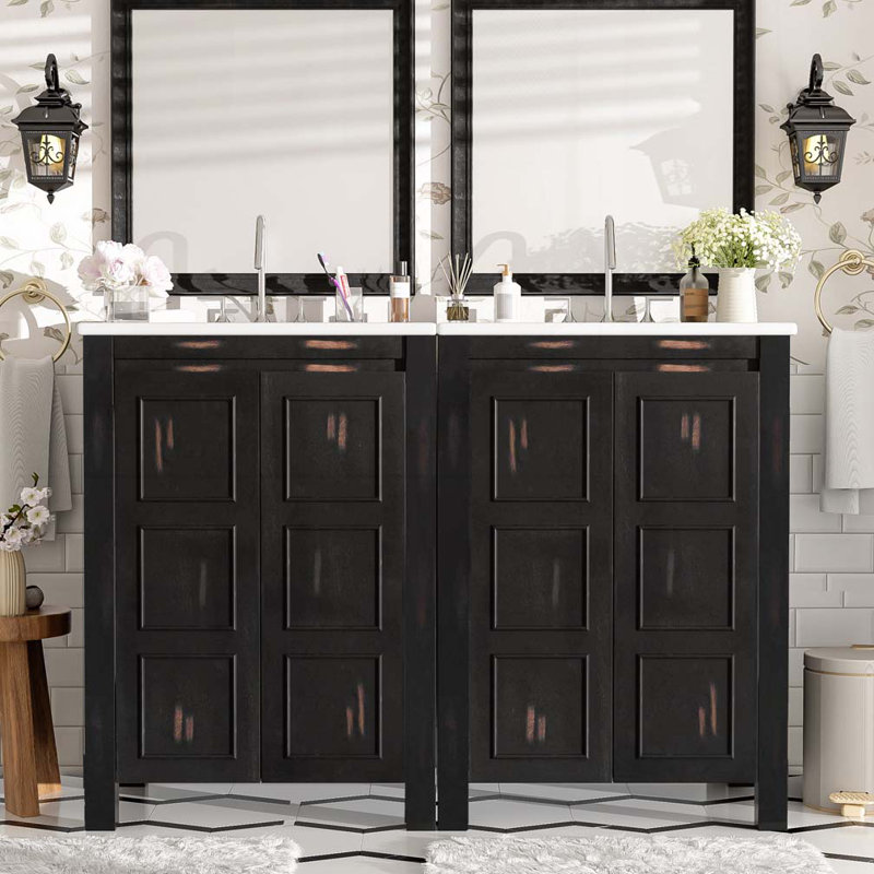 Meuble-lavabo de salle de bain avec lavabo en céramique