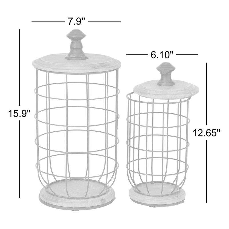 Ensemble de pots décoratifs noirs en métal avec couvercles en bois