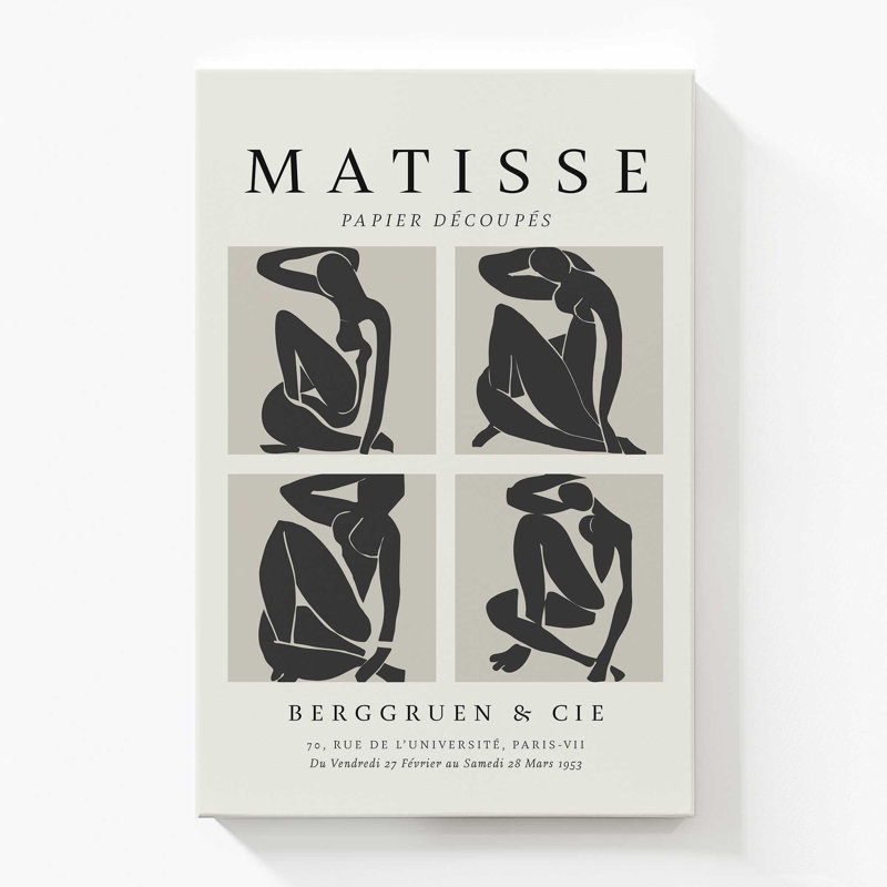 Nus Noir Matisse, affiche d'art, Toile tendue, H 54 po x l 36 po x P 1,25 po