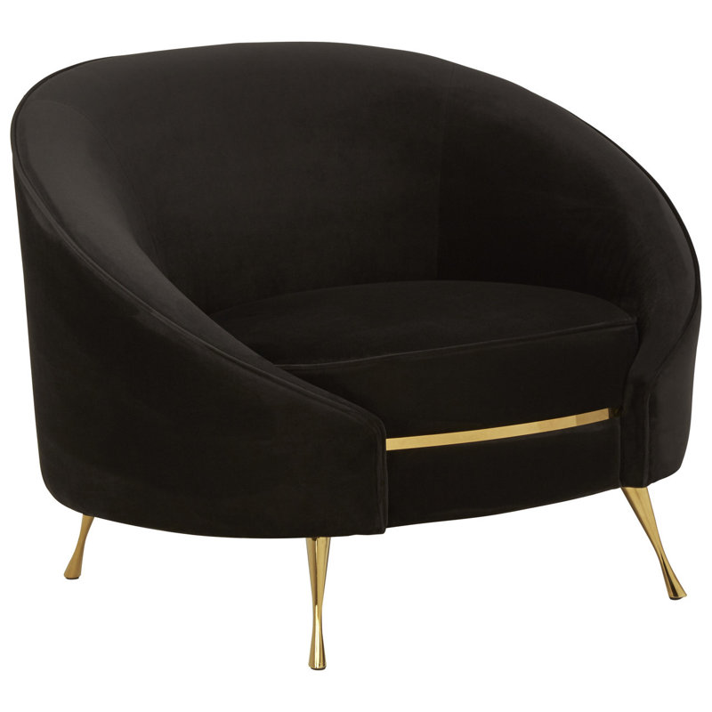 Reuben Velvet Barrel Chair, Black, Gold