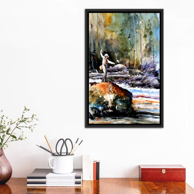 «Fishing in the Wild», reproduction d'art encadrée