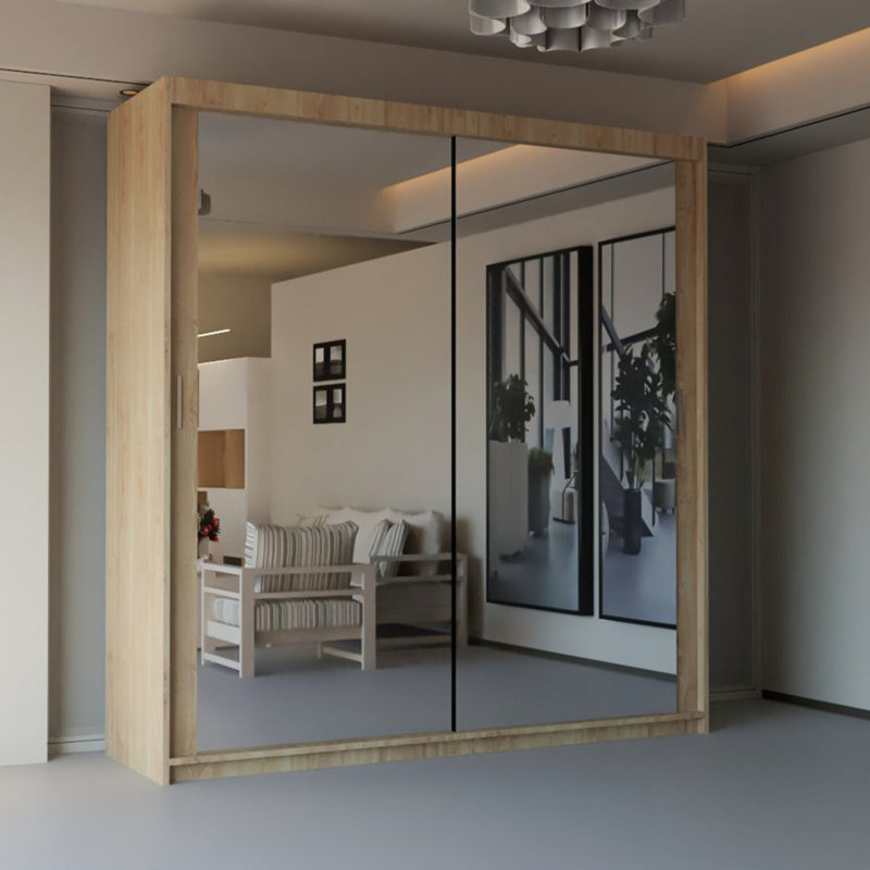 Ahmik 2 Door Manufactured Wood Wardrobe, Oak