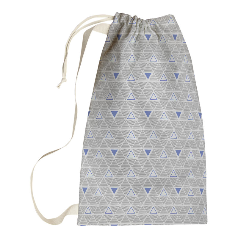 Sac à linge triangles dessinés à la main, H 29 po x l 18 po x P 1,5 po, Bleu