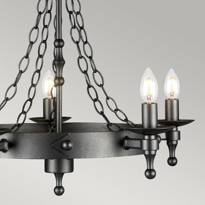 Gresham Palace 5 - Light Waggon Wheel Chandelier, Graphite