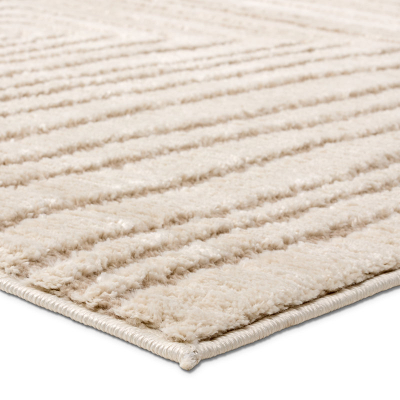 Tapis rayé ivoire / beige Quillan, Tapis de couloir 2 pi 5 po x 10 pi