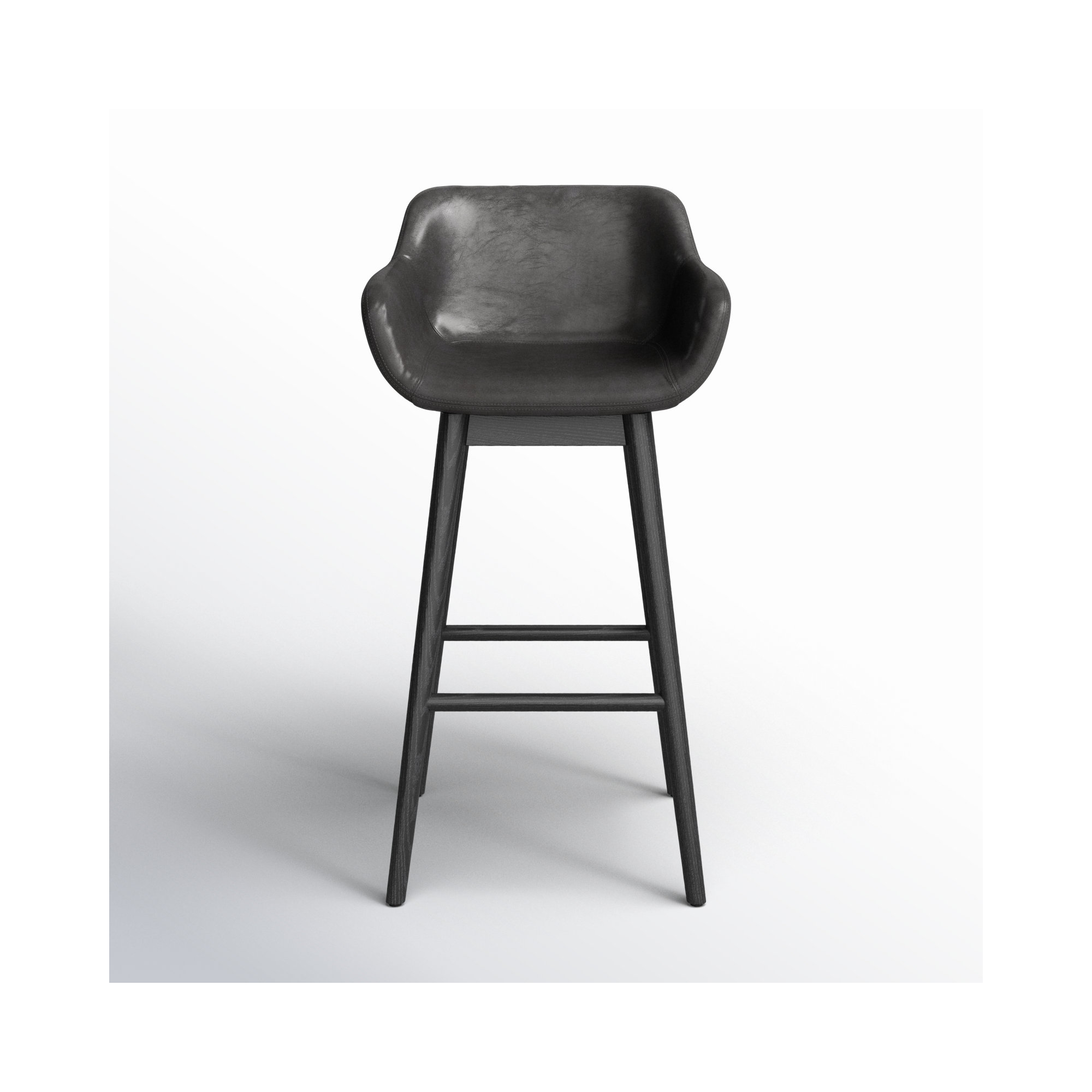 Bahari Swivel Leather Stool, Stained Black Ash, Sonoma Black/Genuine Leather, Bar Stool (30.5" Seat Height)