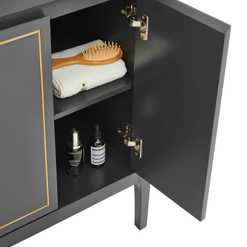 Province 36" Freestanding Standard Single Bathroom Vanity with Top, Black, Gold